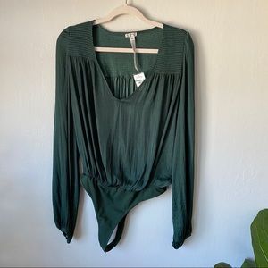 Free People Long Sleeve V Neck Bodysuit